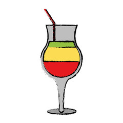 drawing summer cocktail glass alcohol multicolor vector illustration eps 10