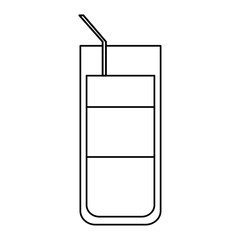 cocktail glass cup party straw outline vector illustration eps 10