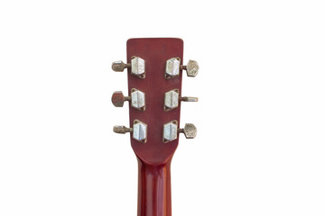 old guitar headstock isolated on white