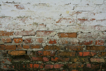 Old red painted brick wall