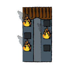 drawing fire building residential emergency vector illustration eps 10