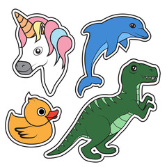 Patch board Unicorn, dinosaur, dolphin, duck. fashion patch, pin