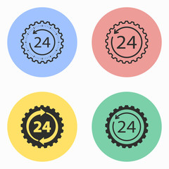 24 hour service icon set.