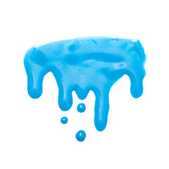 Blue paint flowed on white background
