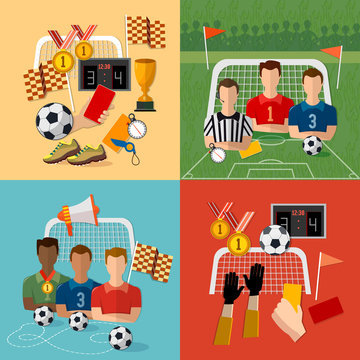 Soccer icon set, football team, signs and symbols soccer
