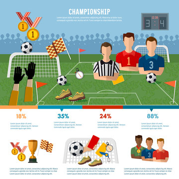 Soccer infographic, football team, signs and symbols soccer