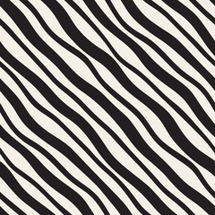 Vector Seamless Diagonal Wavy Lines Pattern. Modern monochrome texture.