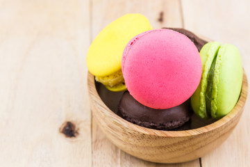 Sweet and colourful french macaroons or macaron.