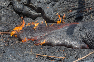 Close up lava flow in lava field