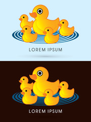 Mother and child yellow duck graphic vector.
