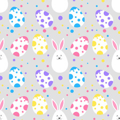 Vector seamless background with cute Easter bunnies.