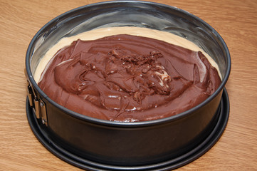 Schokoladenkuchen-Marmorkuchen in Springform