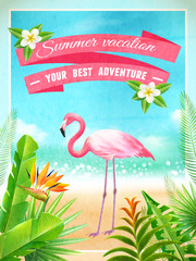  Flamingo Bird Exotic Summer Vacation Poster