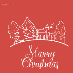 Home before Christmas
Abstract design author sign postcard landscape trees primitive style roof window building manor line white graphics text eps10 vector illustration Stock
