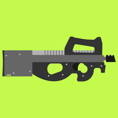 Fototapeta na wymiar Submachine gun security and military weapon. Metal automatic gun. Criminal and police firearm vector illustration
