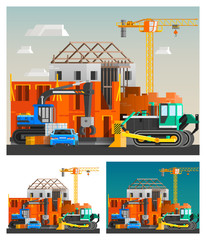 Construction And Machines Compositions Set 