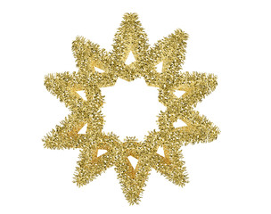 Golden Christmas star isolated on white background