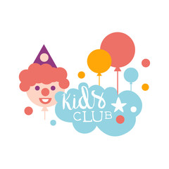Kids Land Playground And Entertainment Club Colorful Promo Sign With Clown For The Playing Space For Children
