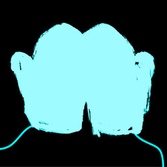 Vector hand drawn style illustration. Roughed blue pair of mitte