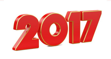 New Year 2017. red with gold edges isolated on a white backgroun