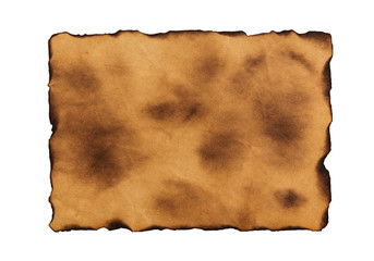 Old paper isolated on white background. Top view