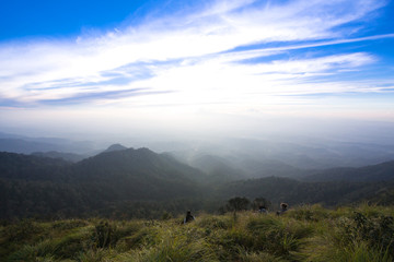 mountain in north Thailand through the fog
