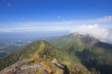 mountain in north Thailand through the fog
