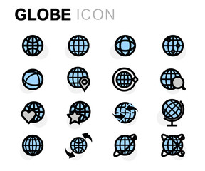 Vector flat globe icons set