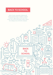 Back to School - line design brochure poster template A4