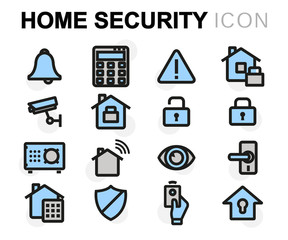 Vector flat home security icons set