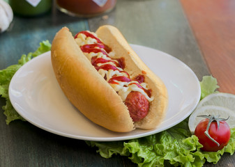Delicious juicy hotdog