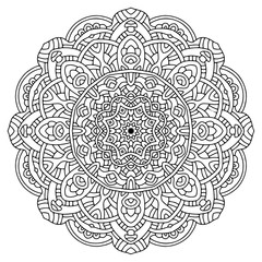 Hand drawn element. Black and white. Mandala. Vector illustration.