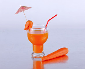 Glass of fresh carrot juice