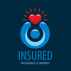 vector logo man holding a heart