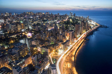Fototapeta na wymiar Aerial View of Beirut Lebanon, City of Beirut, Beirut city scape 