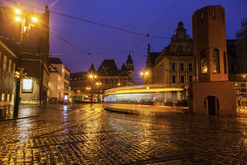 Rainy morning in the center of Bremen