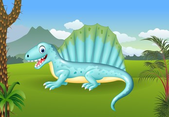 Prehistoric background with dinosaur