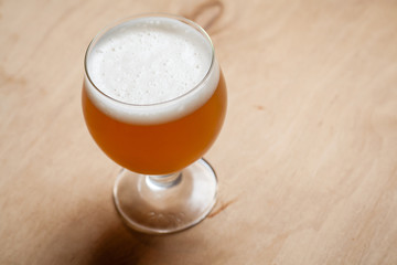 Wheat beer on wood