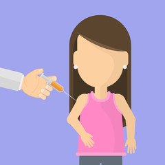 Vaccination of children. Doctor vaccinating a girl. Concept of healthcare and immunization.