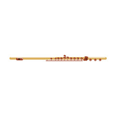 Isolated flute icon on white background. Musical instrument from orchestra.