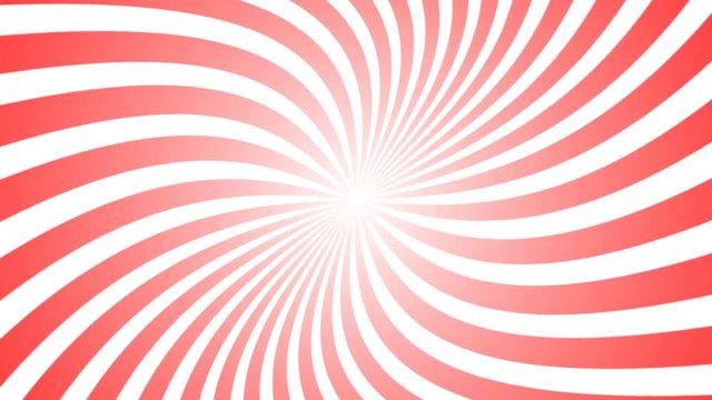 Seamless loop spinning background. Red and white twisted spiral. Ideal for funny, funky casual videos. 4K, 60fps  