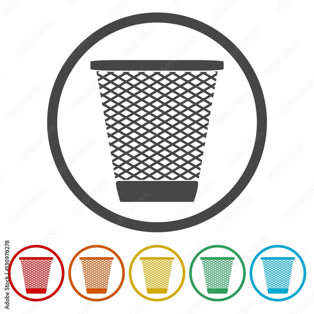 Poster vector recycle bin trash and garbage icons set