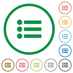 Bullet list flat icons with outlines