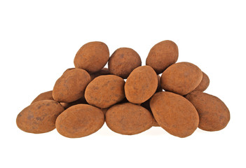 Chocolate truffles isolated on white background