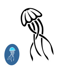 Obraz premium Ilustracja czarna sylwetka meduzy