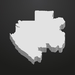 Gabon map in gray on a black background 3d
