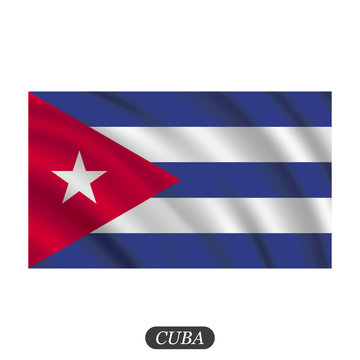 Waving Cuba flag on a white background. Vector illustration