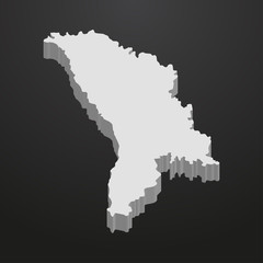 Fototapeta premium Moldova map in gray on a black background 3d