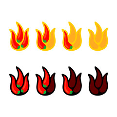 Red peppers as fire flames logo