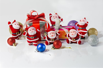 Santa Claus doll and gift decoration for Merry Christmas and hap